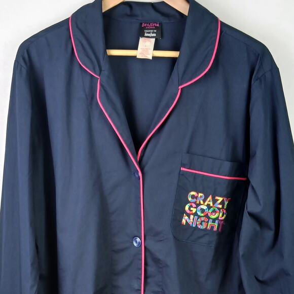 BeadHead x Neiman Marcus SZ L "Crazy Good Night" Button Front Night Shirt NWOT - Picture 3 of 6